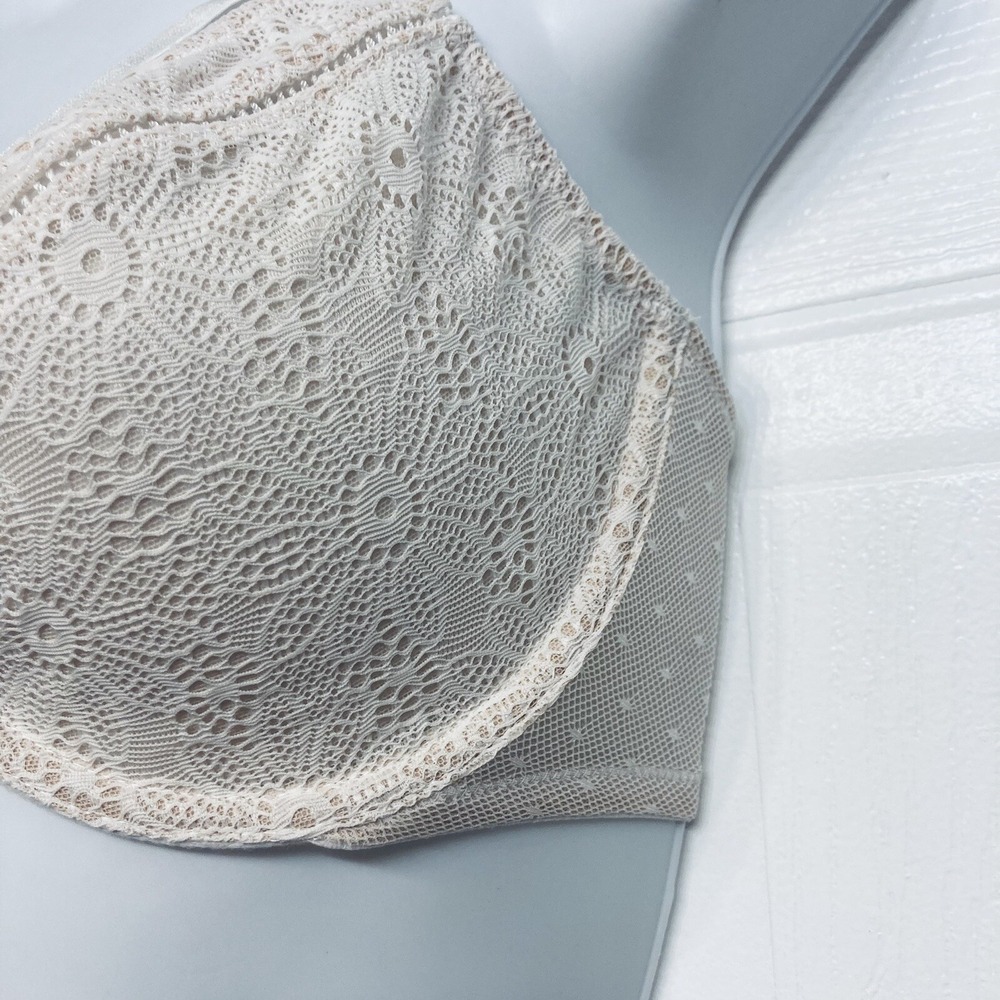 Victoria's Secret Lace Unlined Demi Bra Size 32DD Ivory Strappy Racerback NEW - Picture 3 of 12